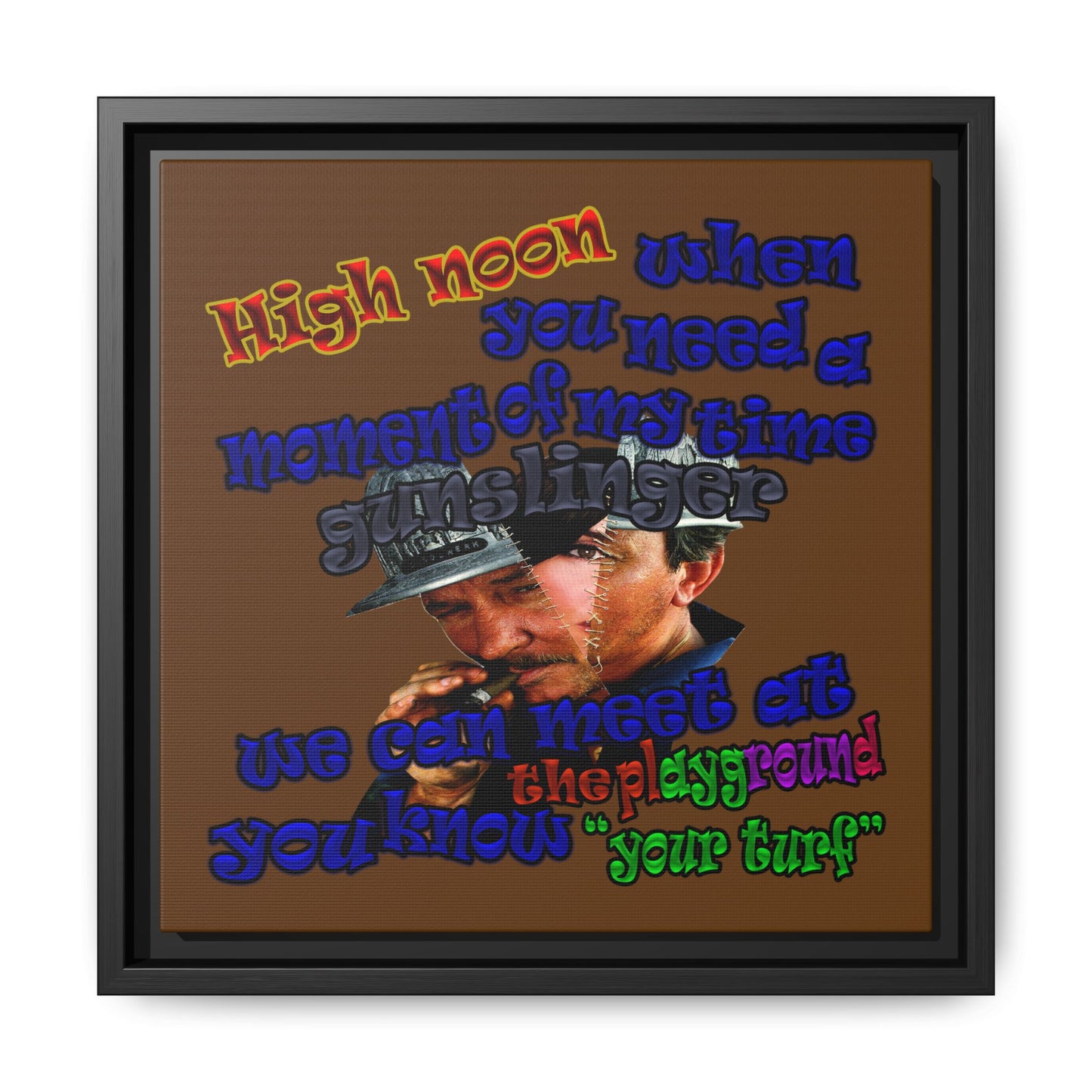 high noon - framed canvas art (brown)