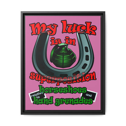 my luck - framed canvas art (light pink)