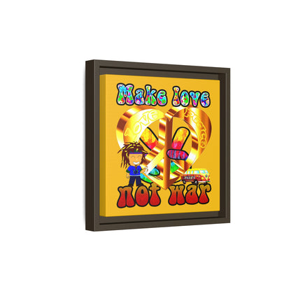 love peace - framed canvas art (yellow)