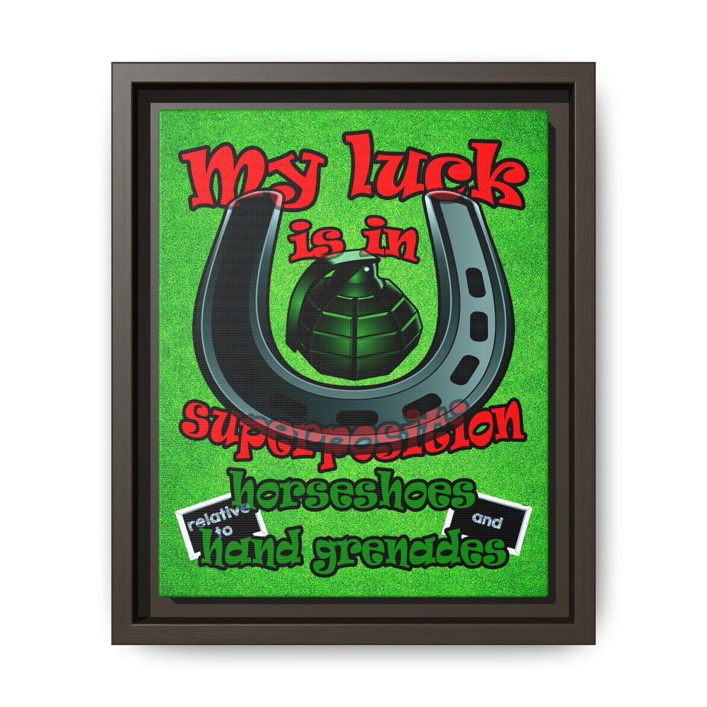 my luck - framed canvas art (green turf)