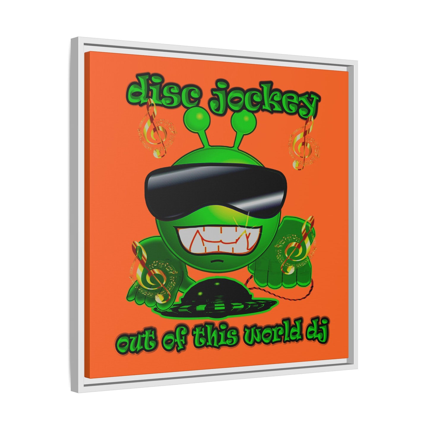 disc jockey - framed canvas art (orange)