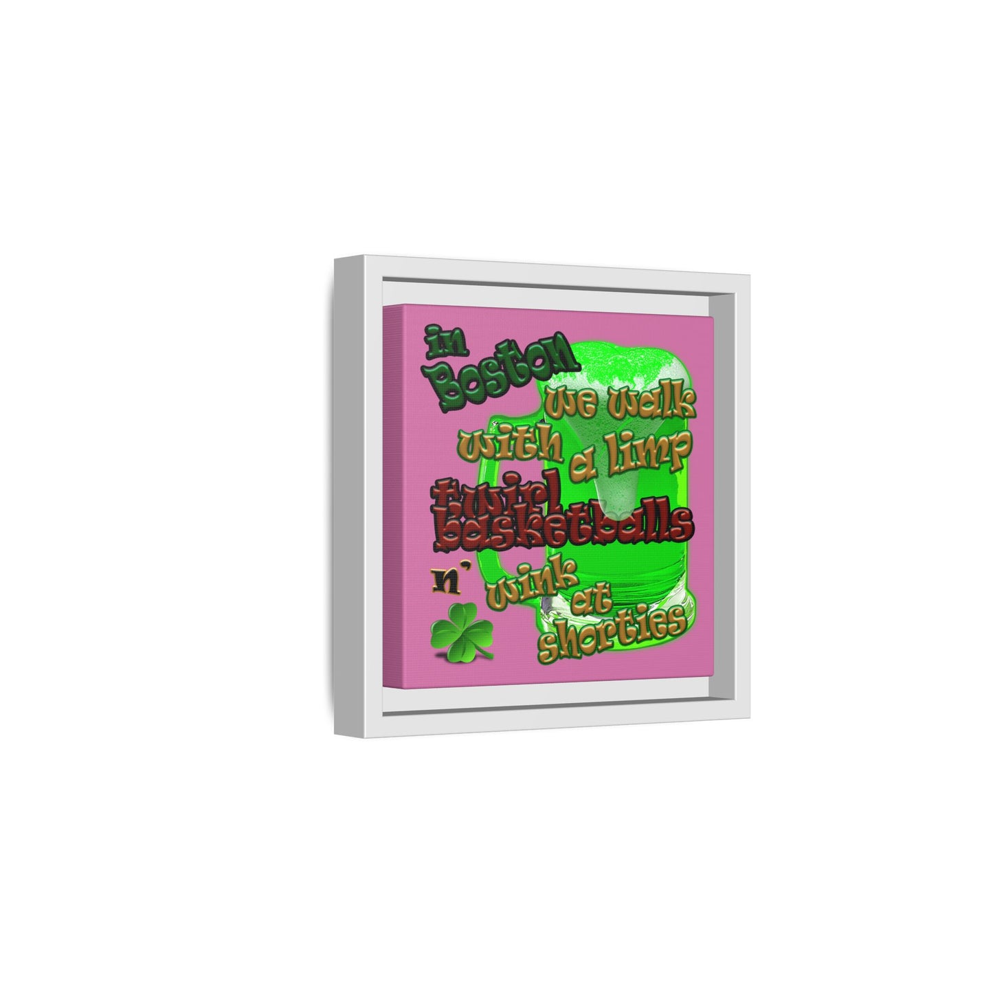 celtics logo - framed canvas art (light pink)