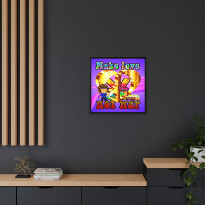 love peace - framed canvas art (purple-pink wave)