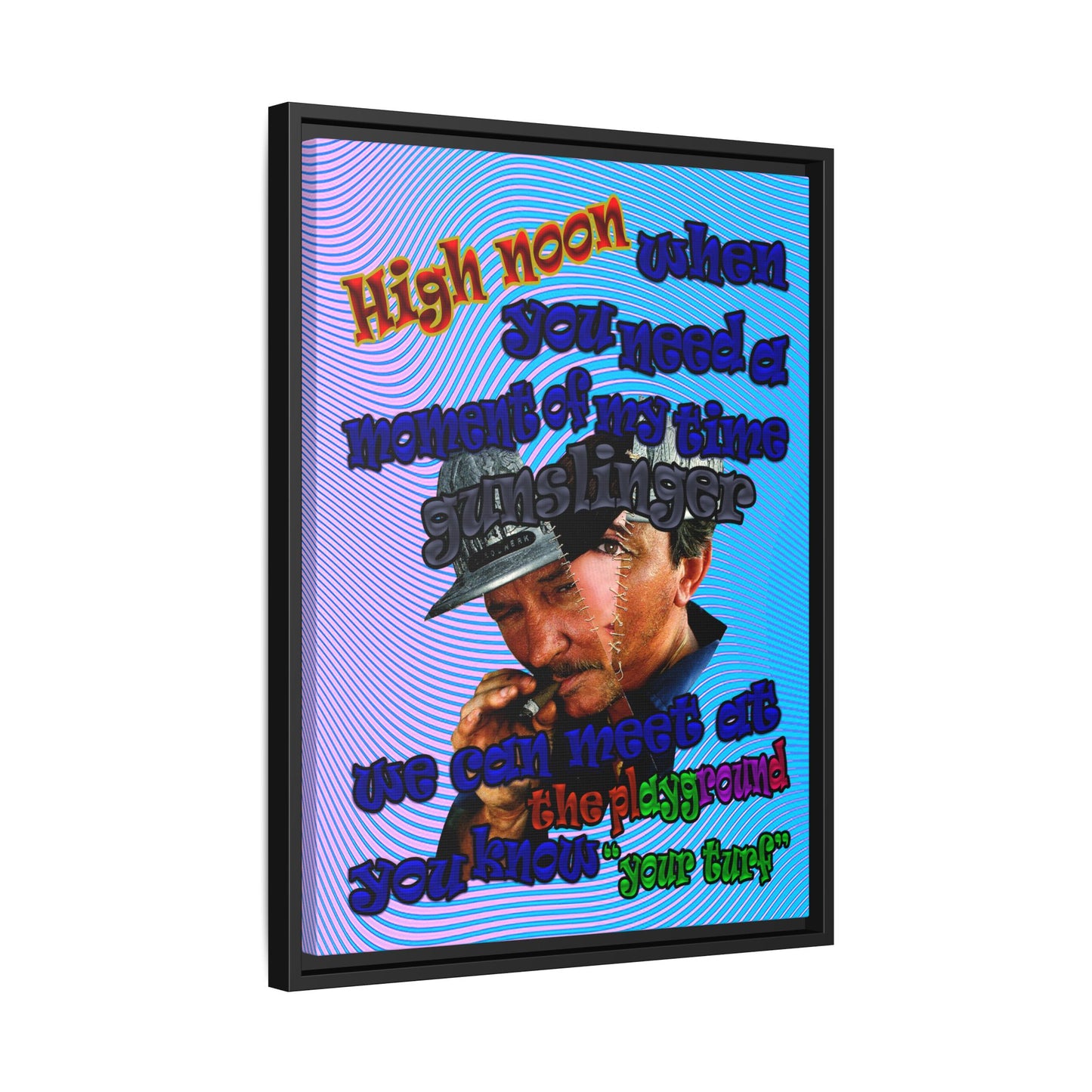 high noon - framed canvas art (light blue-purple wave)