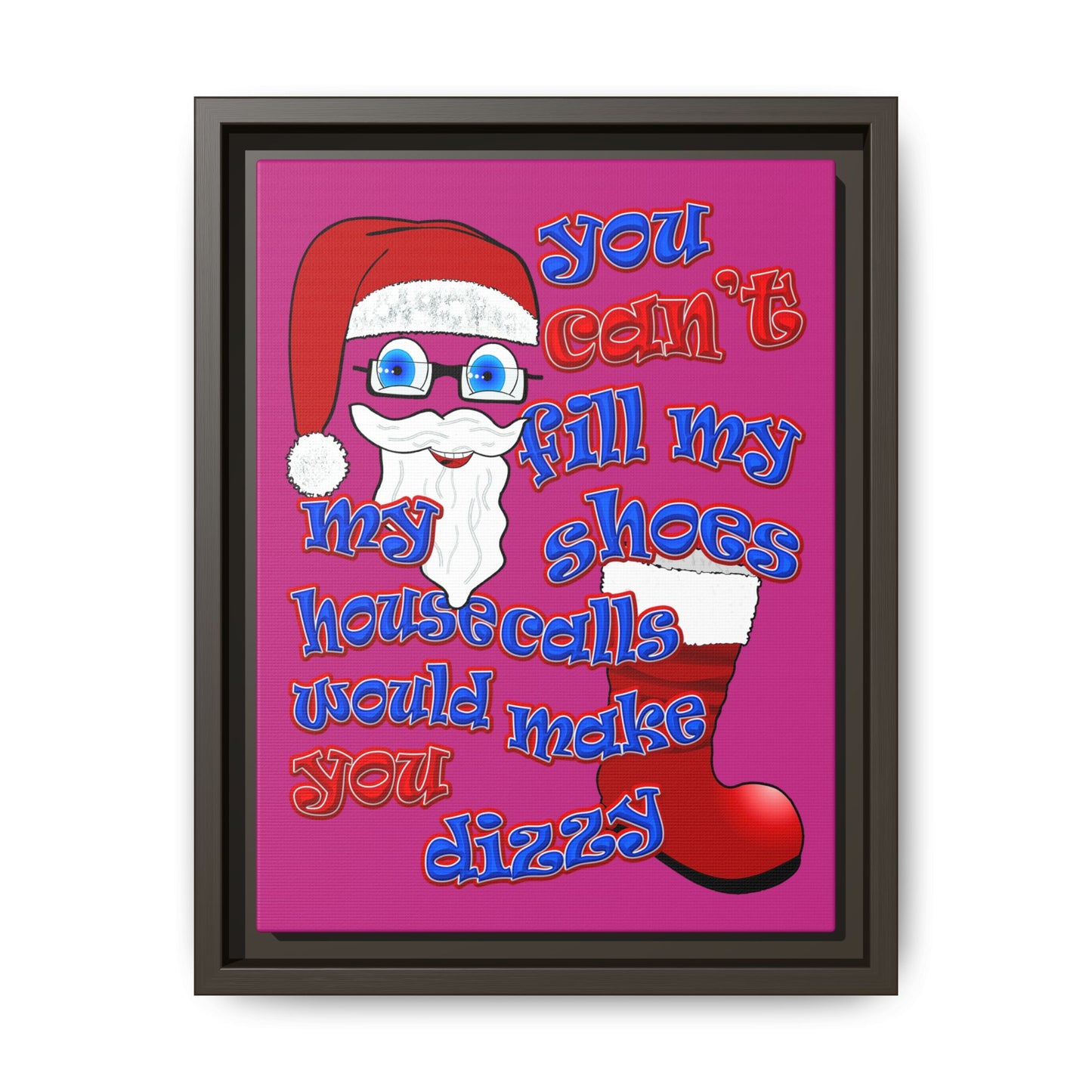 santa's shoes - framed canvas art (pink)