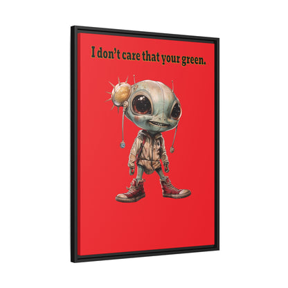 I don't care that your green - framed canvas art (red)