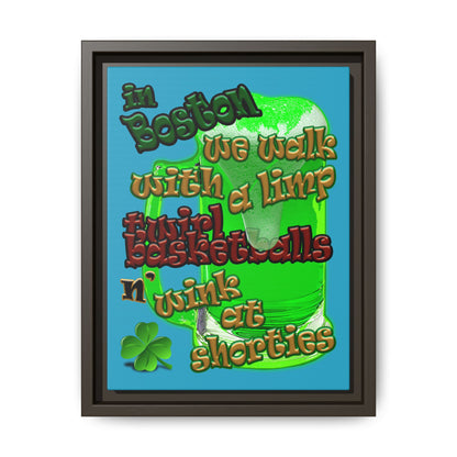 celtics logo - framed canvas art (turquoise)