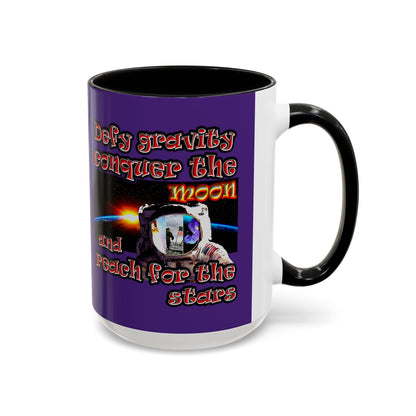 defy conquer reach - Accent Mug (purple)