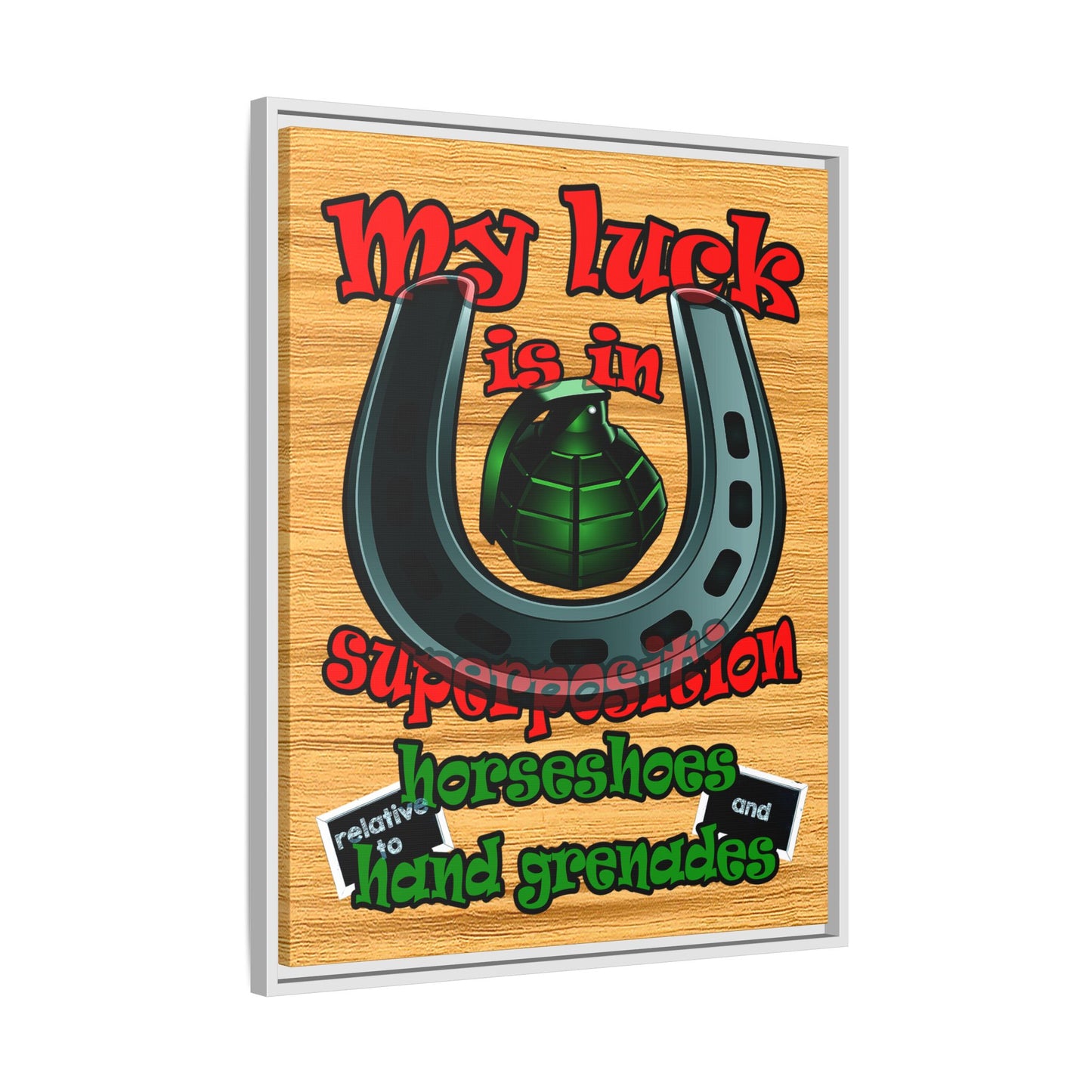 my luck - framed canvas art (butterscotch wood finish)