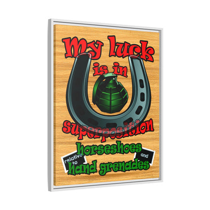 my luck - framed canvas art (butterscotch wood finish)