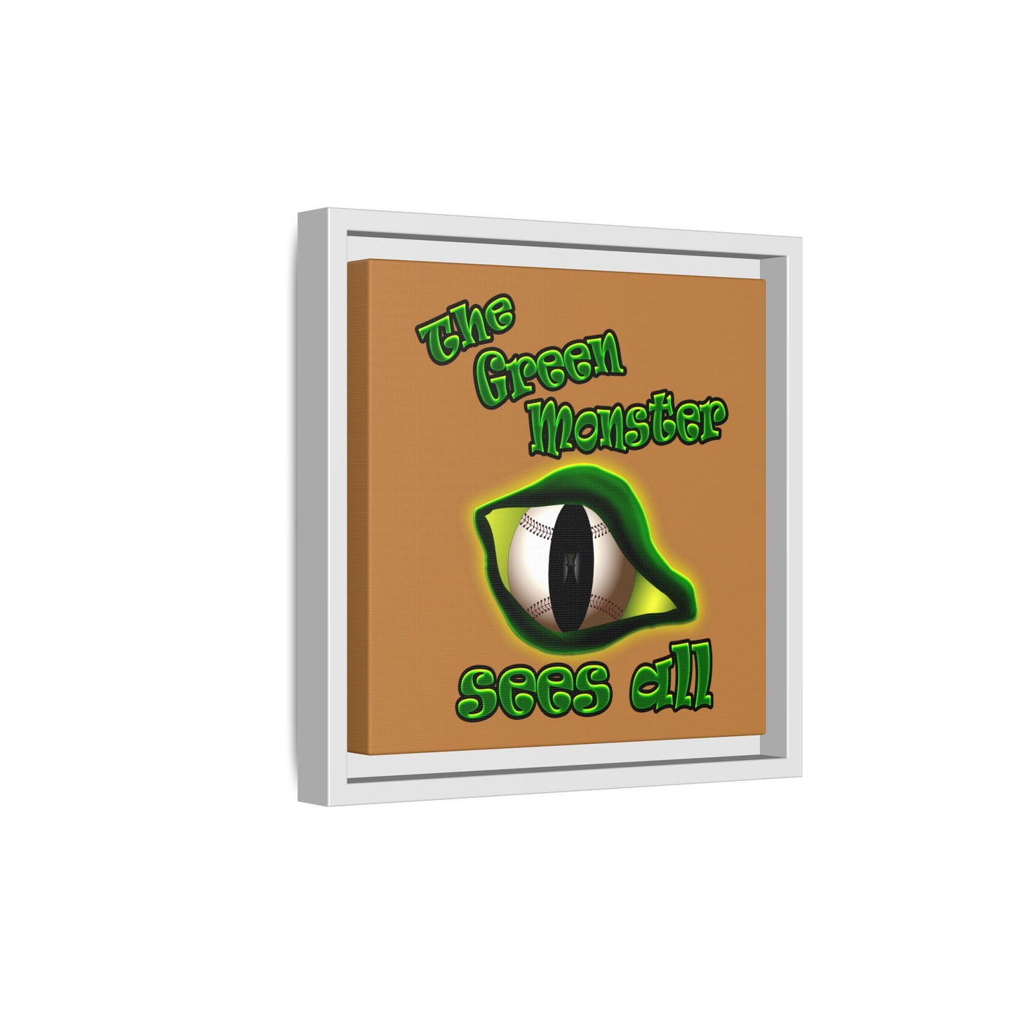 green monster - framed canvas art (light brown)