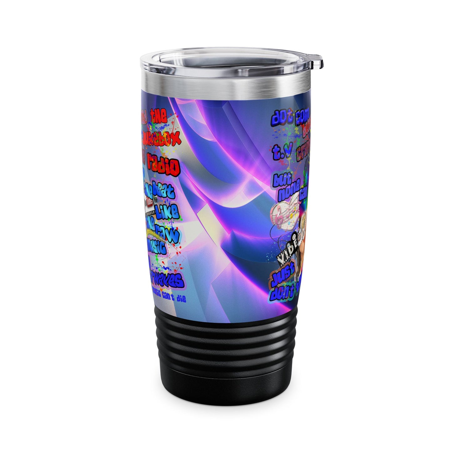 drop the beat - Ringneck Tumbler, 20oz  (grey-pink wave)