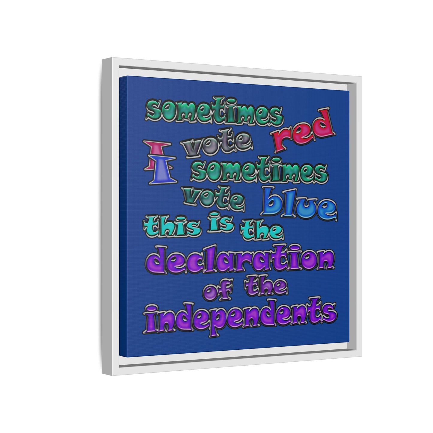 declaration of the independents - framed canvas art (dark blue)