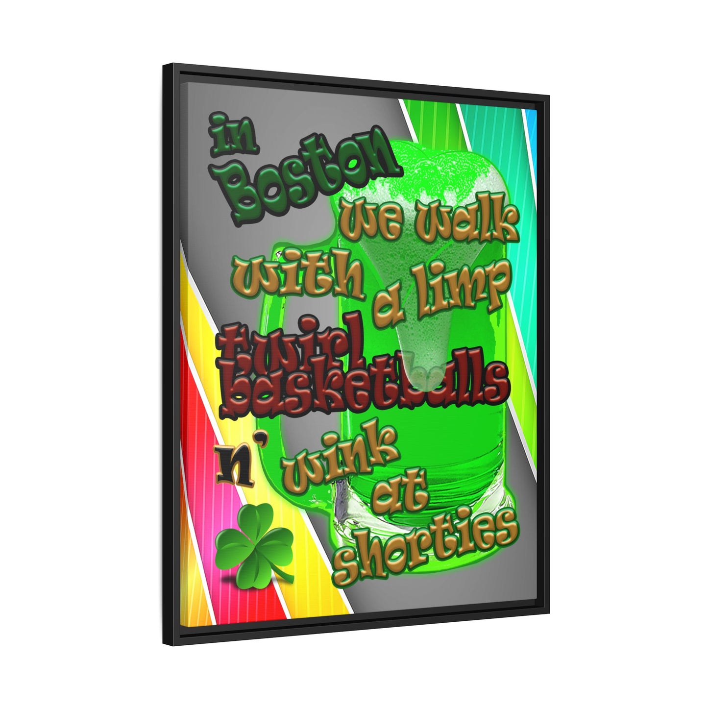 celtics logo - framed canvas art (rainbow split)