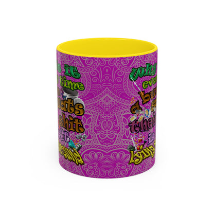 the bum's shit - Accent Mug (pink swirl)