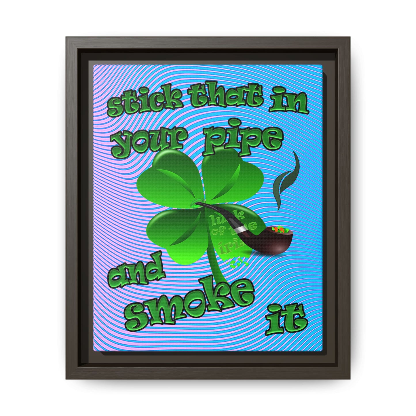 stick that in your pipe and smoke it - framed canvas art (light blue-purple wave)