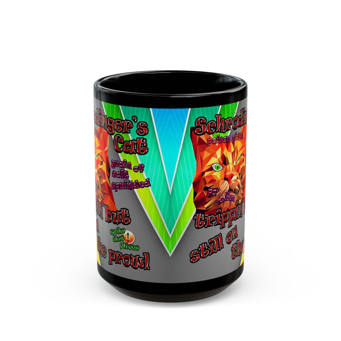 schrodinger's cat - Black Mug (rainbow split)