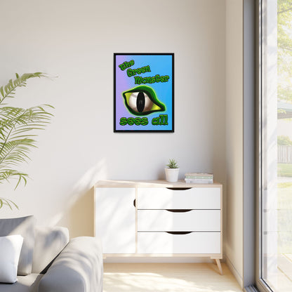 green monster - framed canvas art (light blue-purple wave)