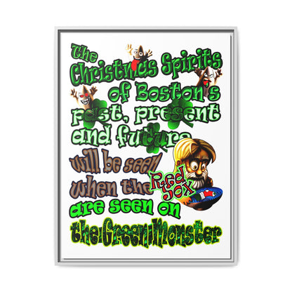 christmas spirits of boston - framed canvas art (white)