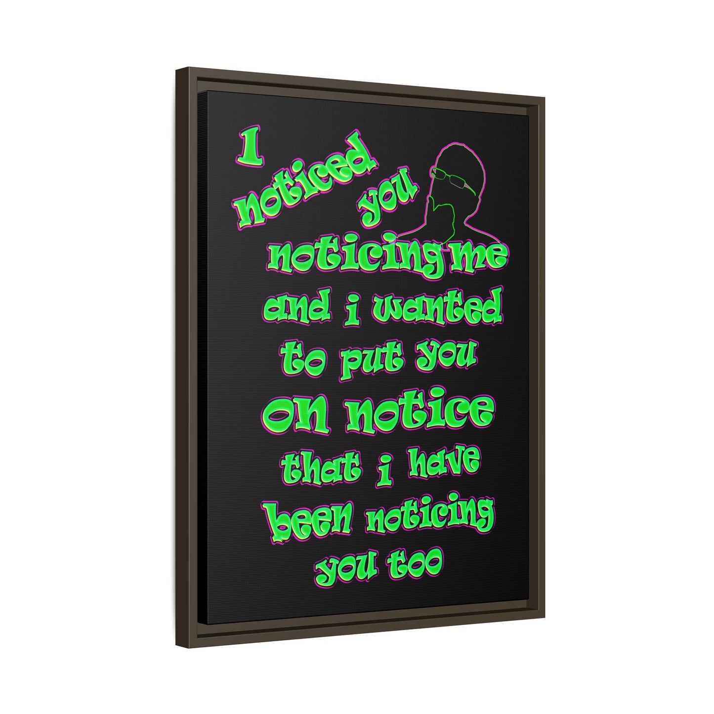 noticed you noticing - framed canvas art (black)