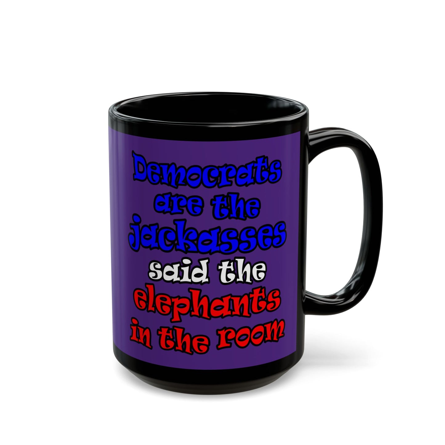 donkeys and elephants - Black Mug (purple)
