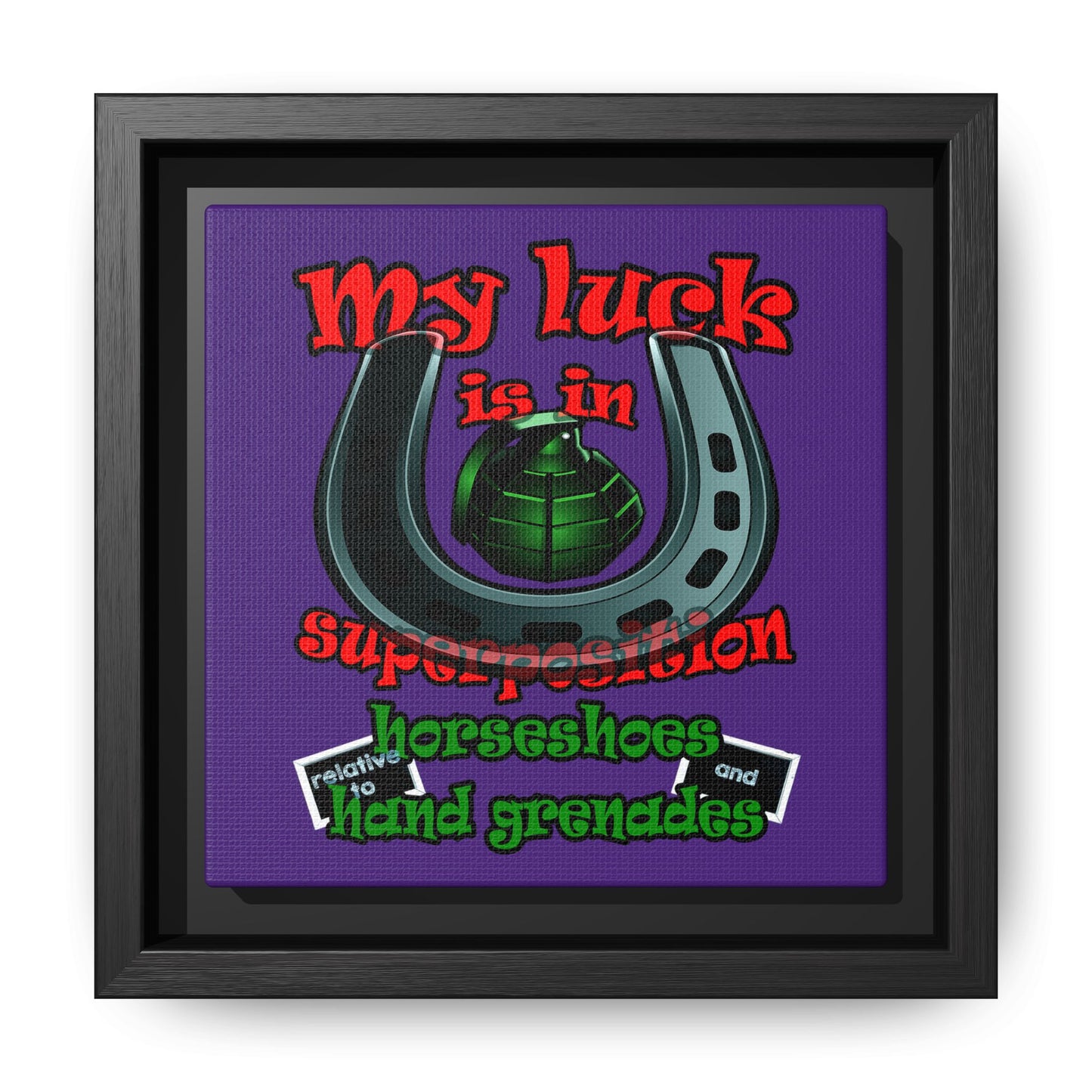 my luck - framed canvas art (purple)