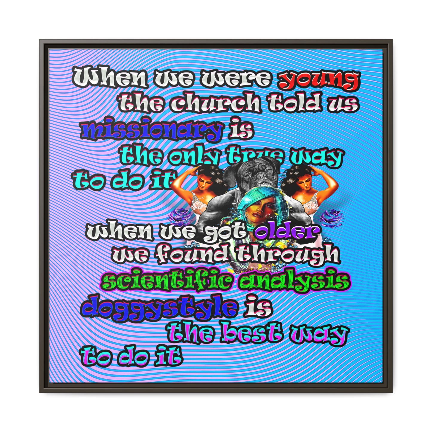 doggystyle - framed canvas art (light blue-purple wave)