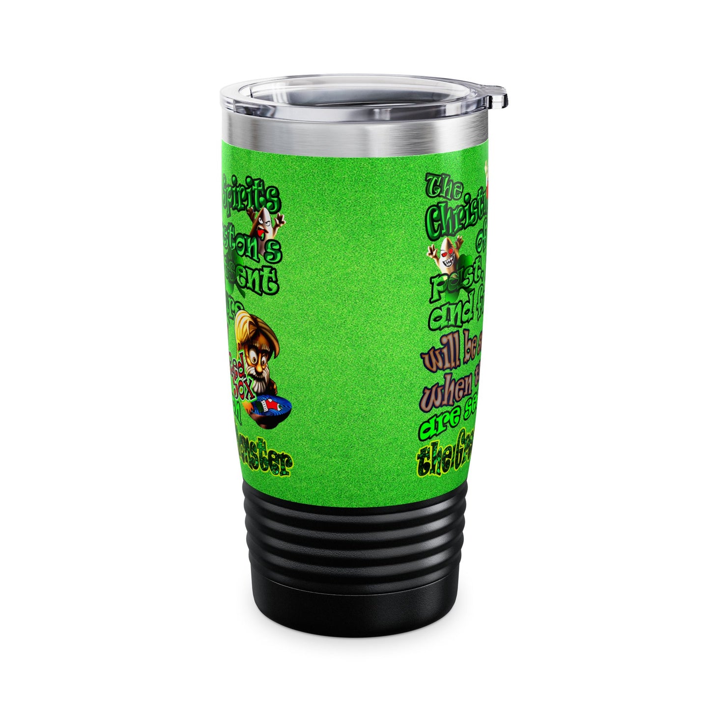christmas spirits of boston - Ringneck Tumbler, 20oz (green turf)