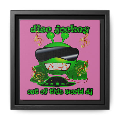 disc jockey - framed canvas art (light pink)