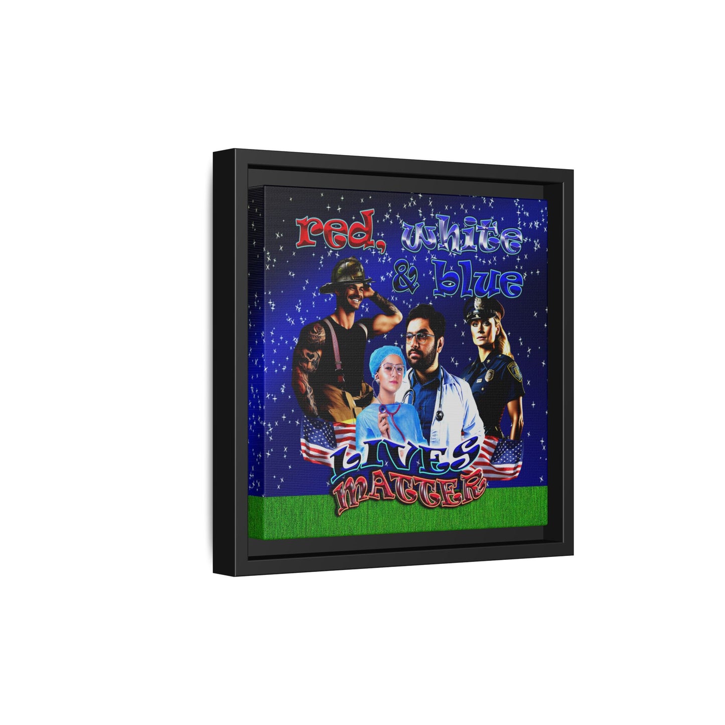 rw&b lives matter - framed canvas art ('snoops' background)