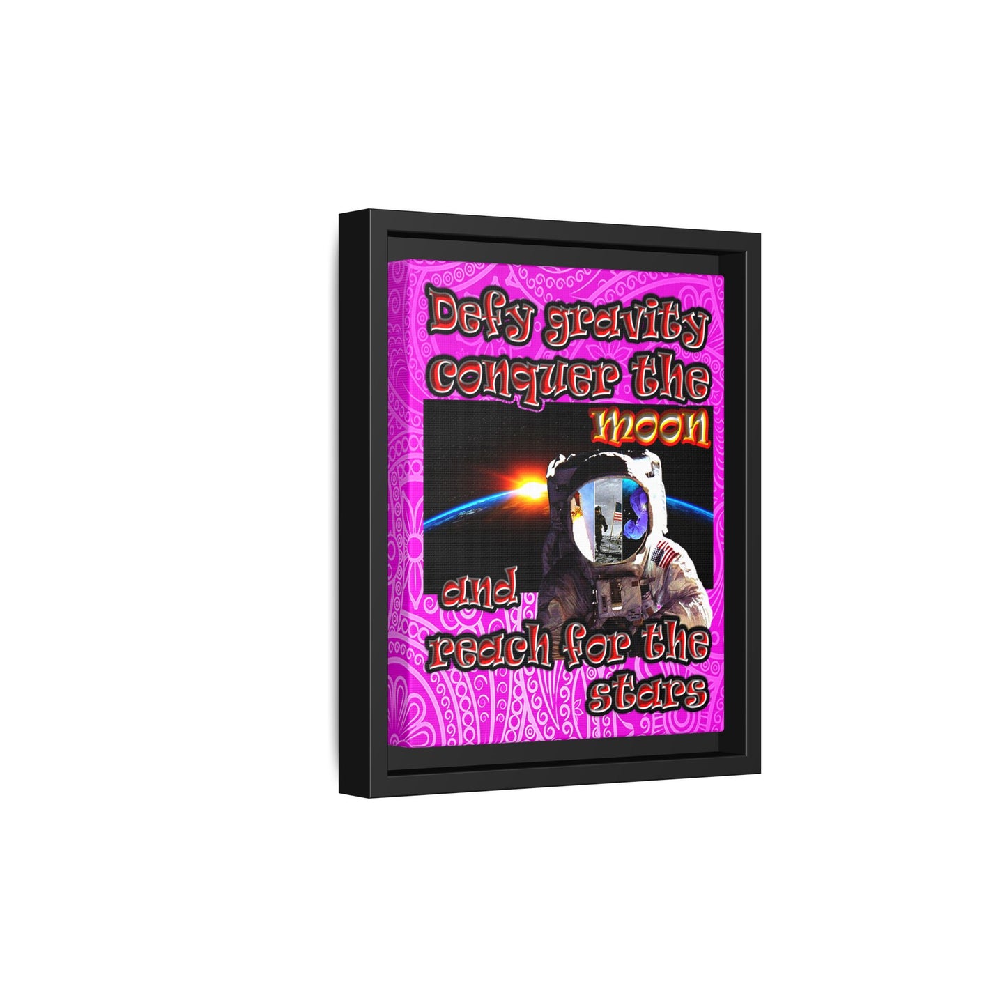 defy conquer reach - framed canvas art (pink swirl)