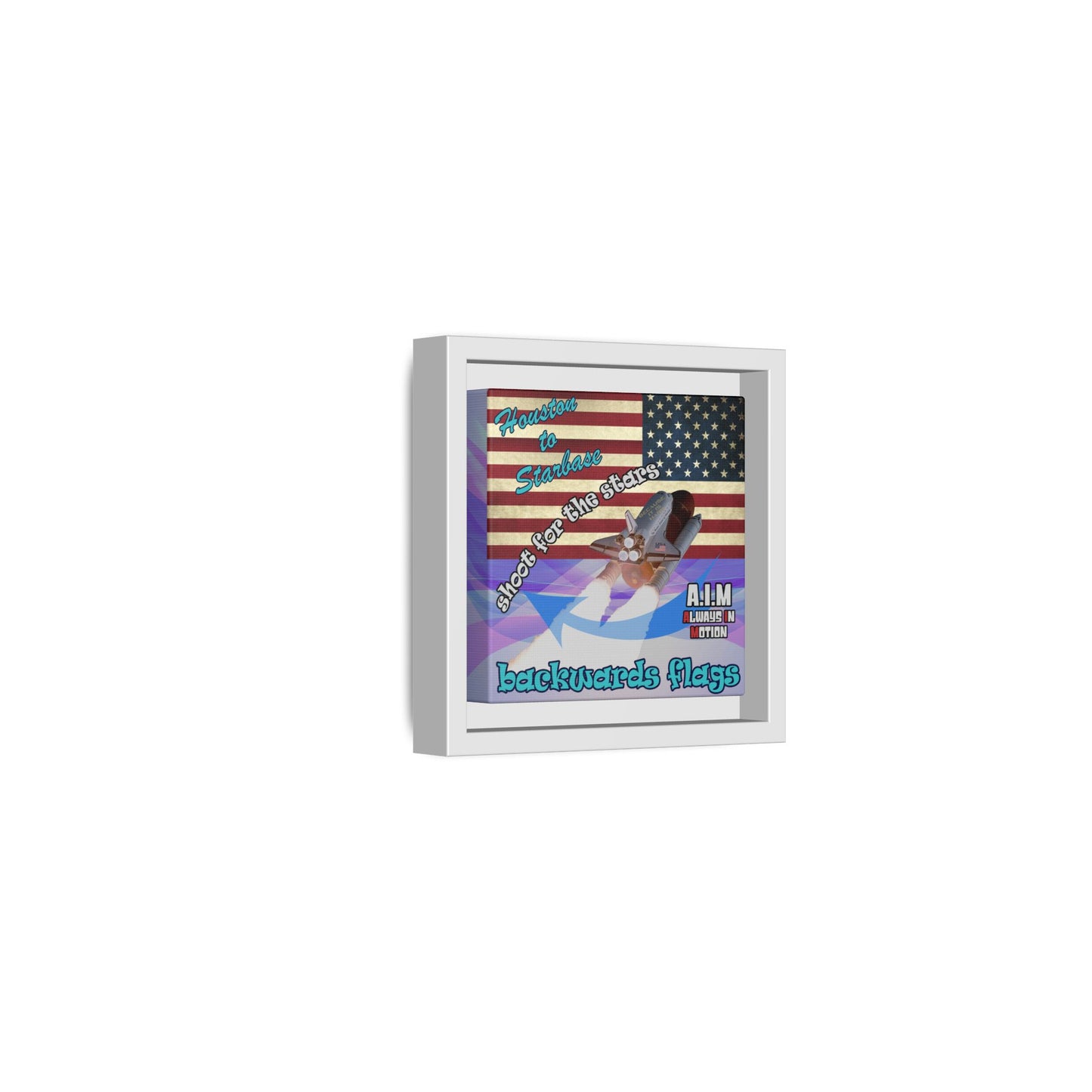 shoot for the stars - framed canvas art (light blue-pink wave)