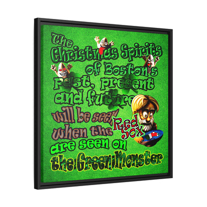 christmas spirits of boston - framed canvas art (green turf)