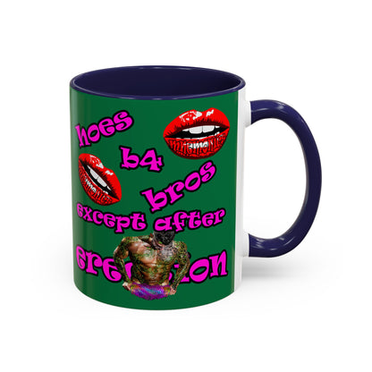 hoes b4 bros - Accent Mug (dark green)