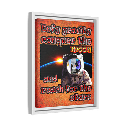 defy conquer reach - framed canvas art (burnt orange)