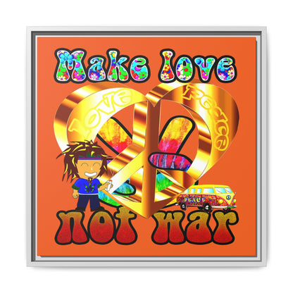 love peace - framed canvas art (orange)
