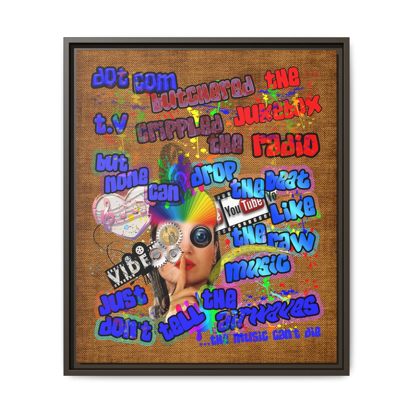 drop the beat - framed canvas art (brown papyrus)