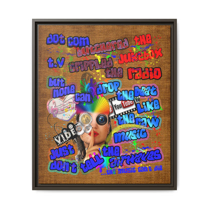 drop the beat - framed canvas art (brown papyrus)
