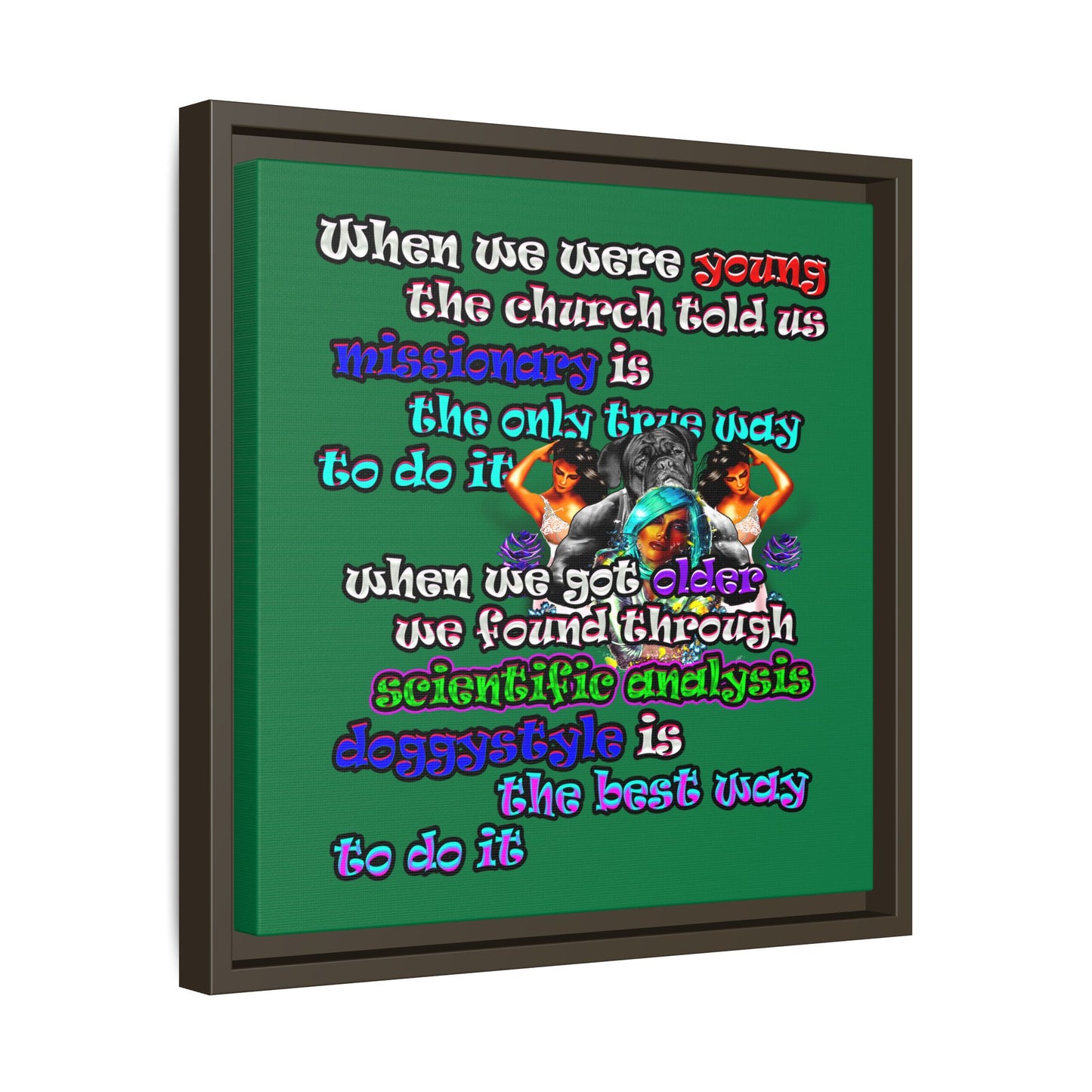 doggystyle - framed canvas art (dark green)