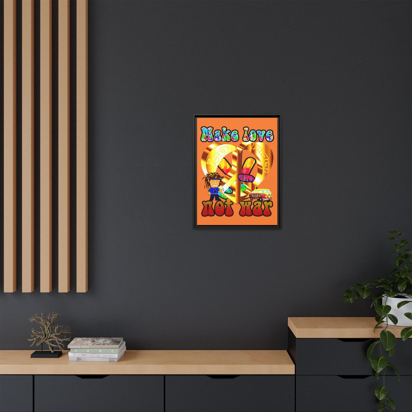 love peace - framed canvas art (crusta)