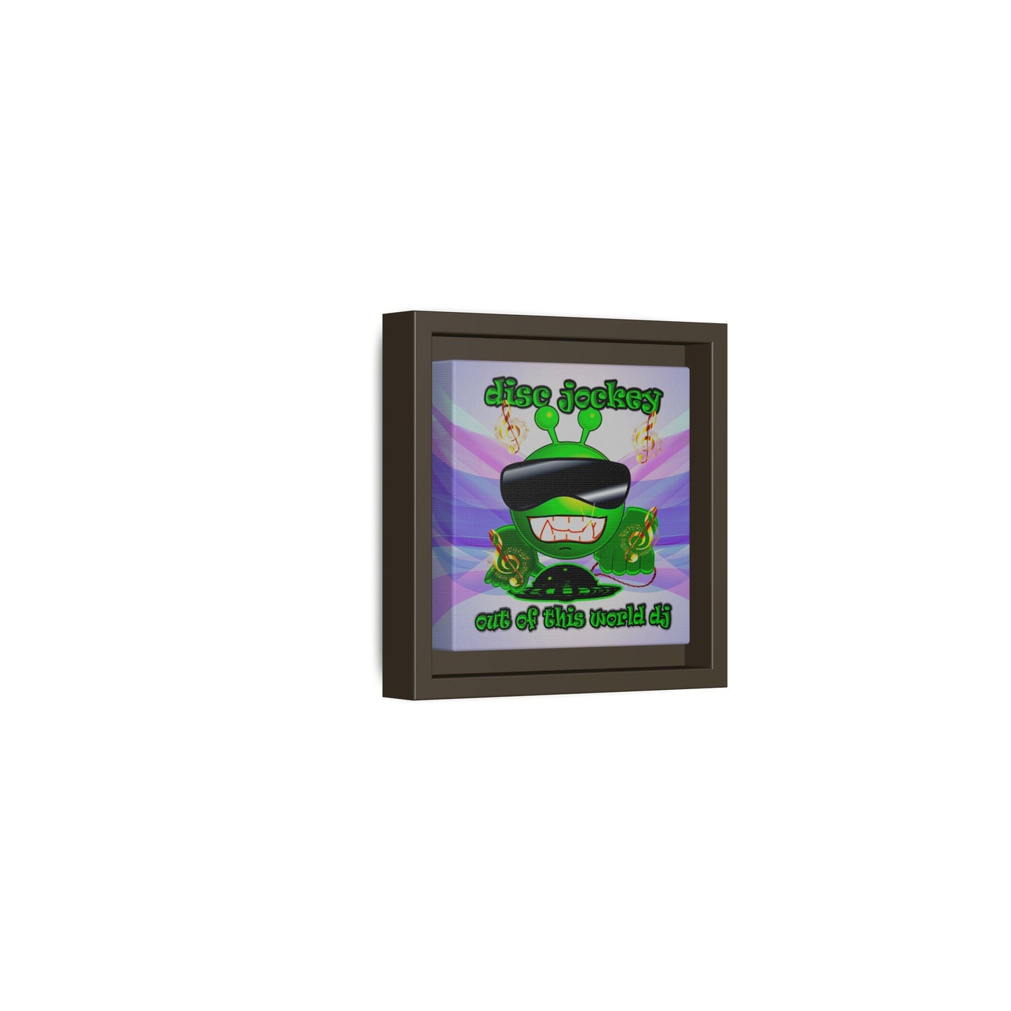 disc jockey - framed canvas art (light blue-pink wave)