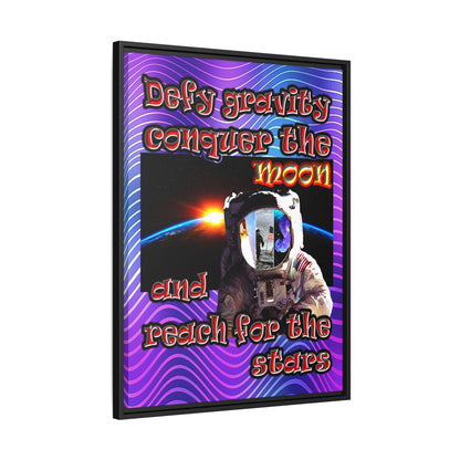 defy conquer reach - framed canvas art (purple wave)