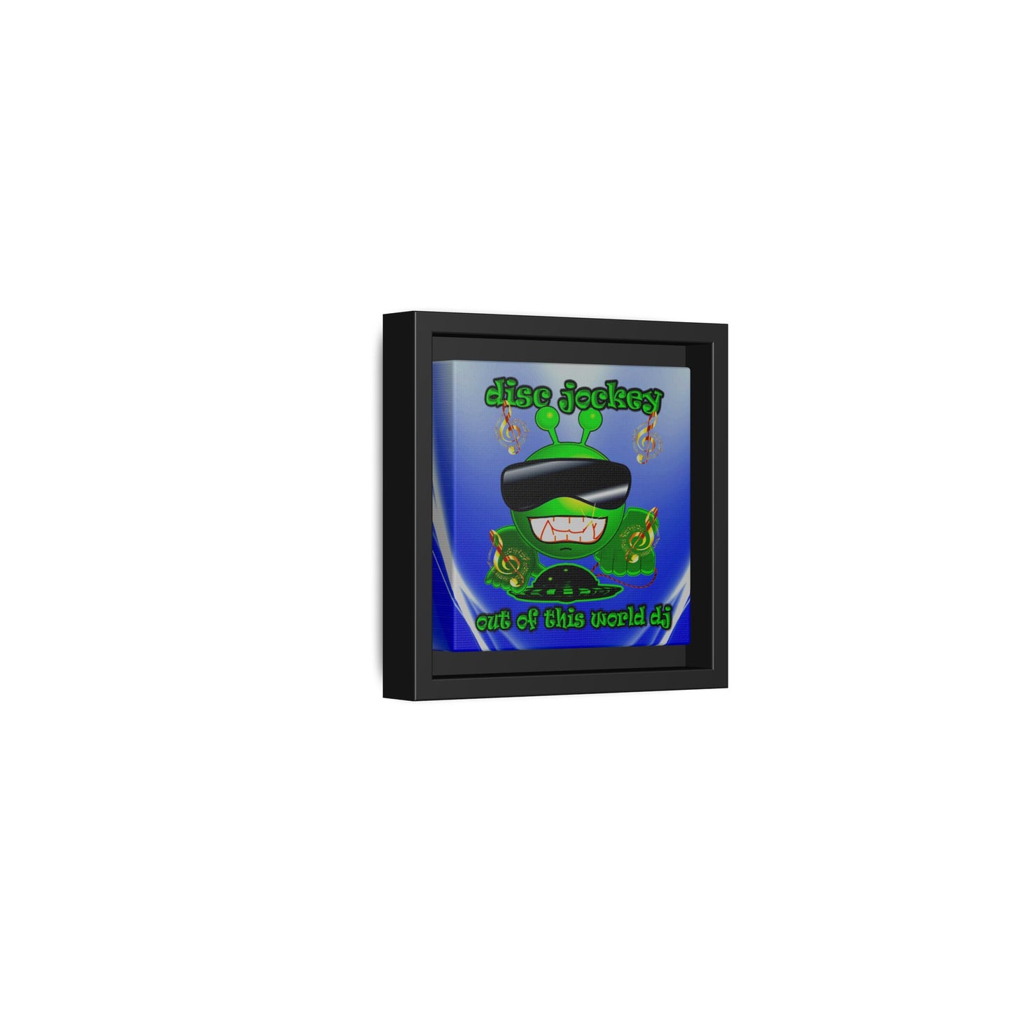 disc jockey - framed canvas art (blue-white wave)