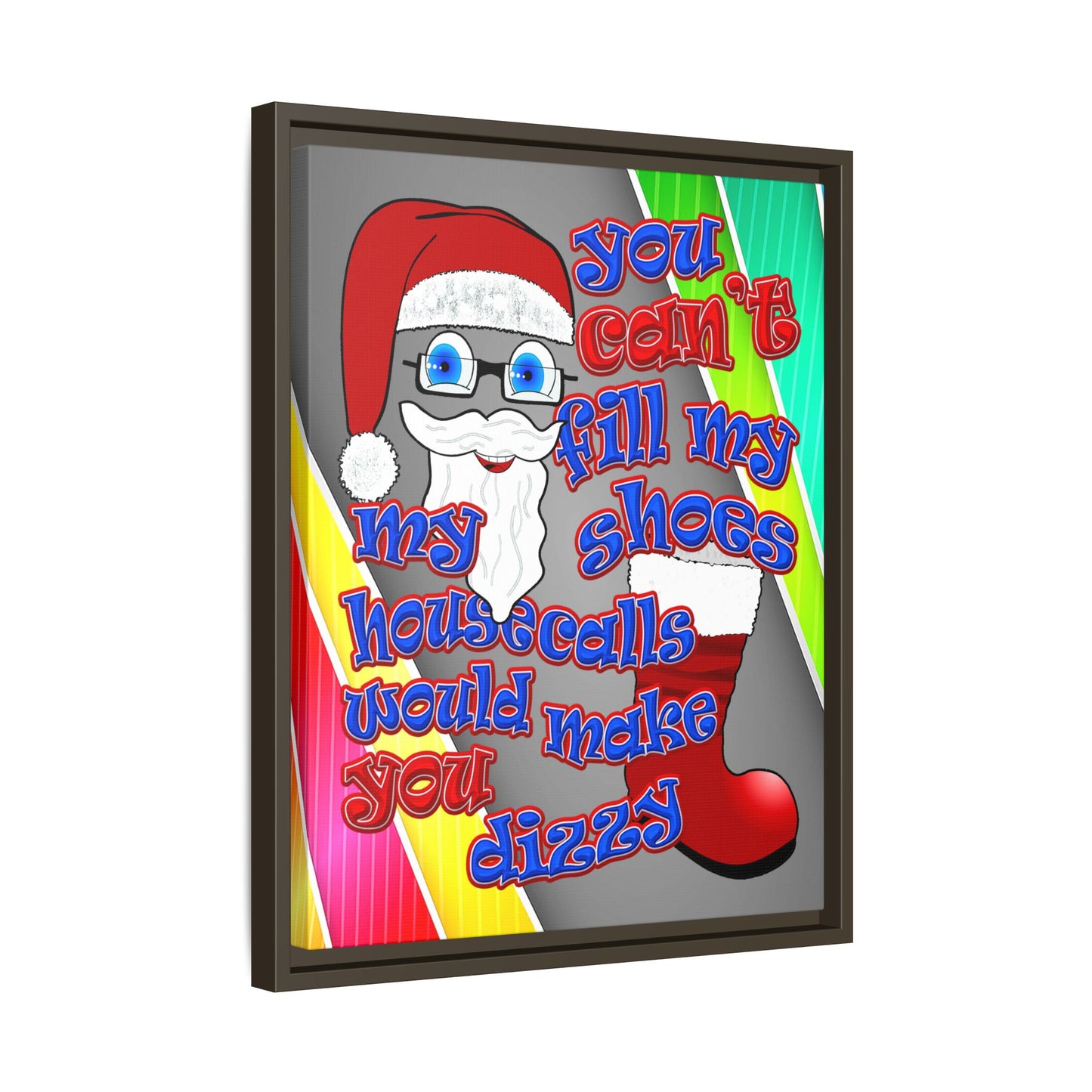 santa's shoes - framed canvas art (rainbow split)