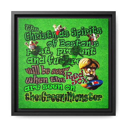 christmas spirits of boston - framed canvas art (green turf)