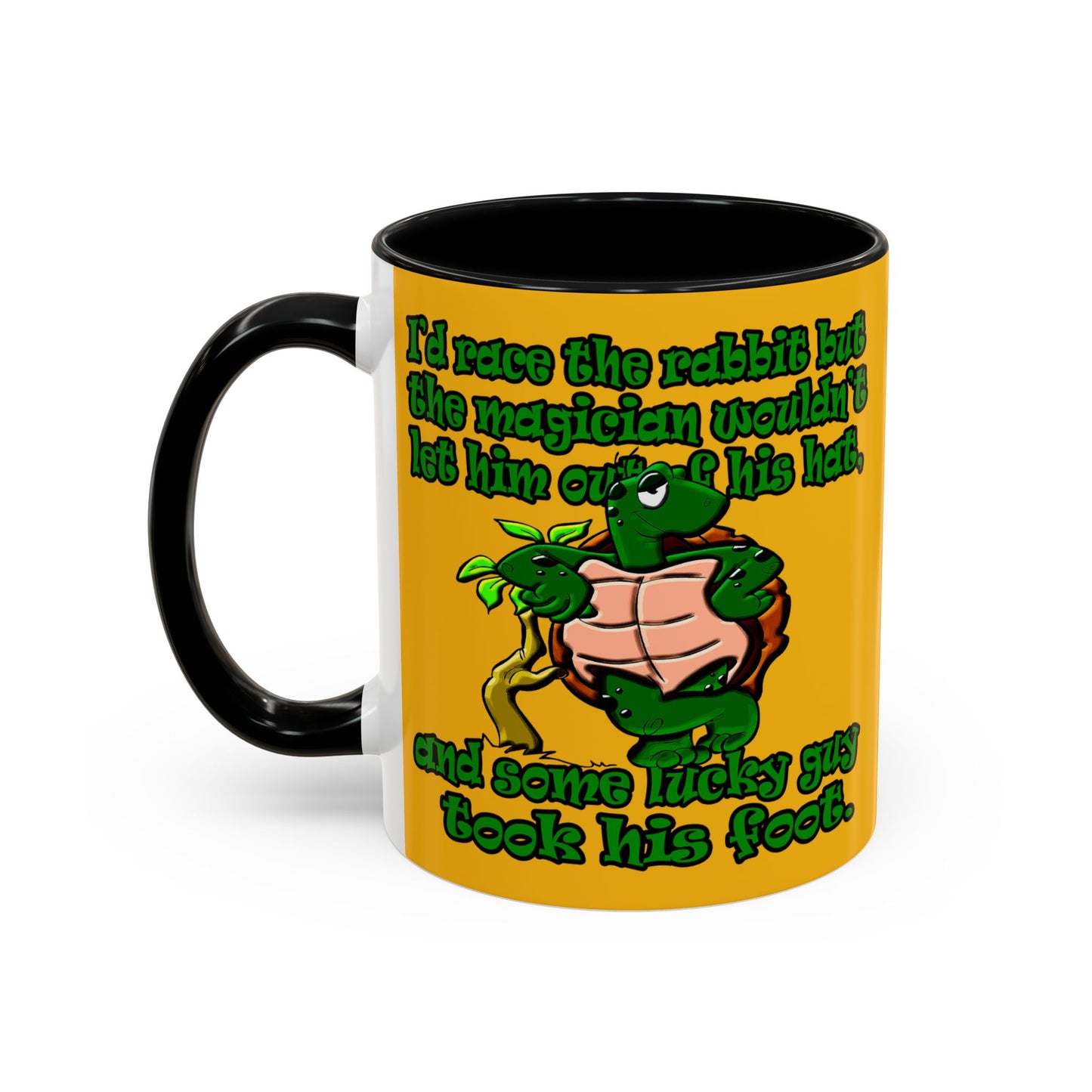 turtle race - Accent Mug (yellow)