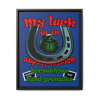 my luck - framed canvas art (dark blue)
