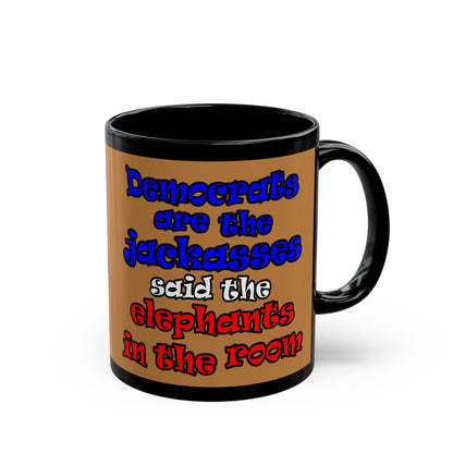 donkeys and elephants - Black Mug (light brown)