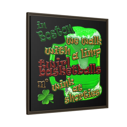 celtics logo - framed canvas art (black)