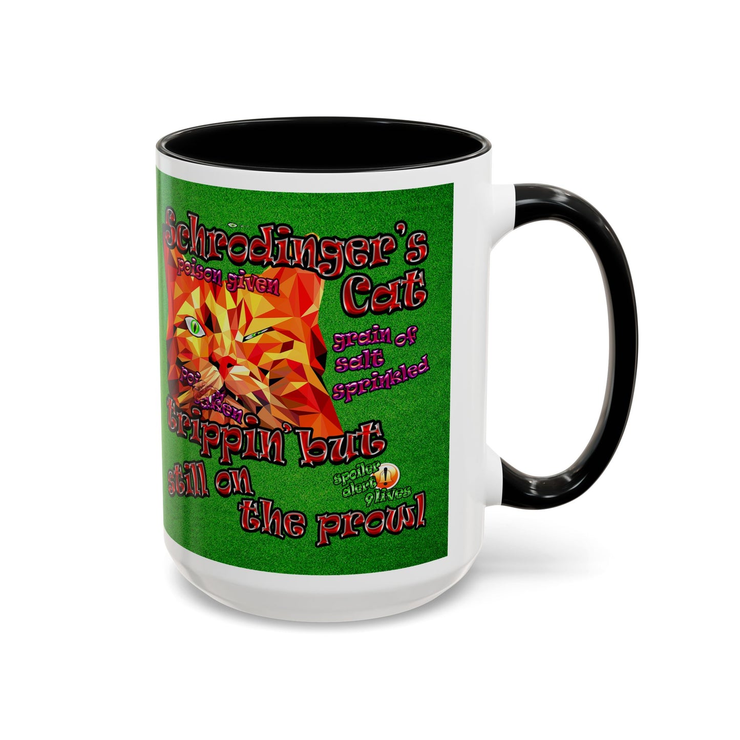 schrodinger's cat - Accent Mug (green turf)